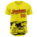 Custom Light Yellow Orange-Black Route 66 Desert Americana Road Trip Authentic Baseball Jersey