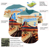 Custom Blue Electric Blue-White Route 66 Desert Americana Road Trip Authentic Baseball Jersey