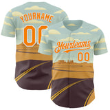 Custom Blue Bay Orange-White Route 66 Desert Americana Road Trip Authentic Baseball Jersey