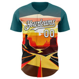 Custom Blue White-Black Route 66 Desert Americana Road Trip Authentic Baseball Jersey