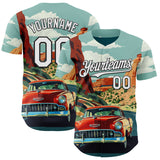 Custom Green White-Black Route 66 Americana Road Trip Authentic Baseball Jersey