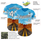 Custom Blue White-Black Route 66 Desert Highway Americana Road Trip Authentic Baseball Jersey