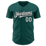 Custom Midnight Green White-Black Route 66 Americana Road Trip Authentic Baseball Jersey