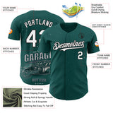Custom Midnight Green White-Black Route 66 Americana Road Trip Authentic Baseball Jersey