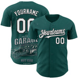 Custom Midnight Green White-Black Route 66 Americana Road Trip Authentic Baseball Jersey
