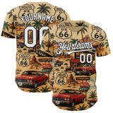 Custom Brown White-Black Route 66 Americana Road Trip Authentic Baseball Jersey