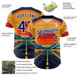 Custom Yellow Navy-White Desert Americana Road Trip Authentic Baseball Jersey