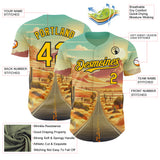 Custom Green Yellow-Black Desert Americana Road Trip Authentic Baseball Jersey