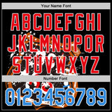 Custom Black Electric Blue White-Fire Red Route 66 Americana Road Trip Authentic Baseball Jersey