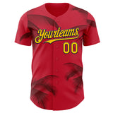 Custom Red Yellow-Black Route 66 Tropical Palm Tree Americana Road Trip Authentic Baseball Jersey