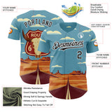 Custom Blue Black-White Route 66 Desert Americana Road Trip Authentic Baseball Jersey