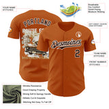 Custom Texas Orange Brown-White Route 66 Americana Road Trip Authentic Baseball Jersey