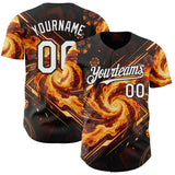 Custom Black White-Orange Las Vegas Poker Club Authentic Baseball Jersey