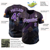 Custom Black Purple-White Las Vegas Poker Club Authentic Baseball Jersey