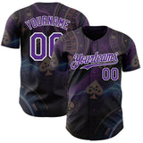 Custom Black Purple-White Las Vegas Poker Club Authentic Baseball Jersey