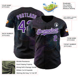 Custom Black Purple-White Las Vegas Poker Club Authentic Baseball Jersey