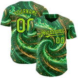 Custom Green Neon Green-Black Las Vegas Poker Club Authentic Baseball Jersey