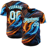 Custom Blue White Orange-Lakes Blue Las Vegas Poker Club Authentic Baseball Jersey