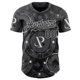 Custom Gray Black-White Las Vegas Poker Club Authentic Baseball Jersey