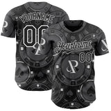 Custom Gray Black-White Las Vegas Poker Club Authentic Baseball Jersey