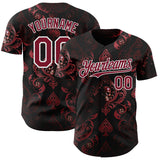 Custom Black Crimson-White Las Vegas Poker Club Authentic Baseball Jersey