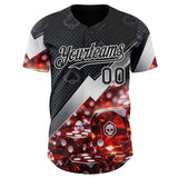 Custom Black-White Las Vegas Poker Club Authentic Baseball Jersey