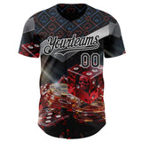 Custom Black-White Las Vegas Poker Club Authentic Baseball Jersey