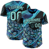 Custom Black-Ice Blue Las Vegas Poker Club Authentic Baseball Jersey