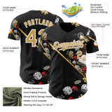 Custom Black Old Gold-White Las Vegas Poker Club Authentic Baseball Jersey