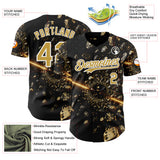 Custom Black Old Gold-White Las Vegas Poker Club Authentic Baseball Jersey
