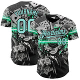 Custom Black-Ice Blue Las Vegas Poker Club Authentic Baseball Jersey