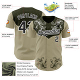 Custom Olive Black-White Baroque Floral Scroll Authentic Baseball Jersey