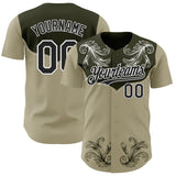 Custom Olive Black-White Baroque Floral Scroll Authentic Baseball Jersey