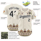 Custom Cream Black-White Baroque Floral Scroll Authentic Baseball Jersey