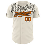 Custom Cream Texas Orange-Black Baroque Floral Scroll Authentic Baseball Jersey