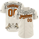 Custom Cream Texas Orange-Black Baroque Floral Scroll Authentic Baseball Jersey