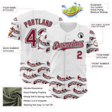 Custom White Crimson-Black Flame Feather Authentic Baseball Jersey