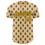 Custom Yellow Gold-Black Geometric Ethnic Authentic Baseball Jersey