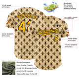 Custom Yellow Gold-Black Geometric Ethnic Authentic Baseball Jersey