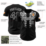 Custom Black-White Baroque Floral Scroll Authentic Baseball Jersey