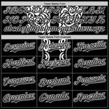 Custom Black-White Baroque Floral Scroll Authentic Baseball Jersey