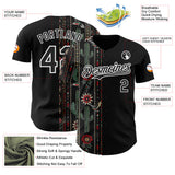 Custom Black-White Southwest Cactus Aztec Tribal Authentic Baseball Jersey
