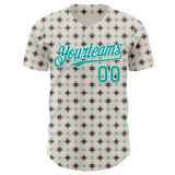 Custom White-Aqua Tribal Ethnic Authentic Baseball Jersey