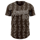 Custom Brown-White Botanical Leaves Authentic Baseball Jersey