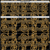 Custom Black-Old Gold Baroque Floral Scroll Authentic Baseball Jersey