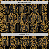 Custom Black-Old Gold Baroque Floral Scroll Authentic Baseball Jersey