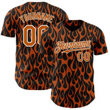 Custom Black Texas Orange-White Floral Authentic Baseball Jersey
