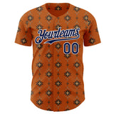 Custom Texas Orange Navy-White Tribal Ethnic Authentic Baseball Jersey
