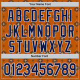Custom Texas Orange Navy-White Tribal Ethnic Authentic Baseball Jersey