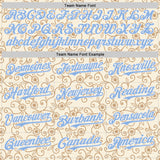 Custom Cream Light Blue-White Baroque Floral Scroll Authentic Baseball Jersey
